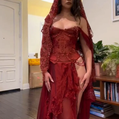 Off shoulder burgudny long prom dress lace evening party dress 