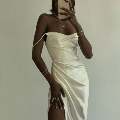 Sexy long straps split prom dress evening dress