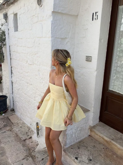 Strapless Yellow Short Prom Dresses