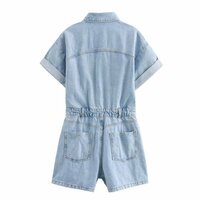 Fashionable and simple short denim jumpsuit - Thumbnail 1