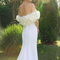 Sexy Wedding Dress, Mermaid Off the Shoulder 3D Handmade Flowers Bridal Dress Bridal Gown - Thumbnail 1