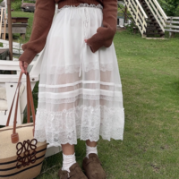 High waist midi skirt bohemian style holiday dress - Thumbnail 1