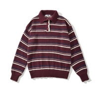 Retro style fashion casual long beard pullover striped knitted sweater - Thumbnail 5