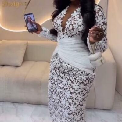 Plus size sheath lace prom dresses evening gowns formal party gowns