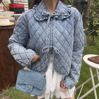 Personalized quilted washed denim jacket