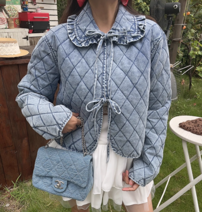 Personalized quilted washed denim jacket