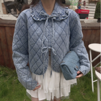 Personalized quilted washed denim jacket - Thumbnail 3