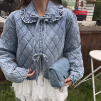 Personalized quilted washed denim jacket - Thumbnail 5