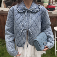 Personalized quilted washed denim jacket - Thumbnail 6