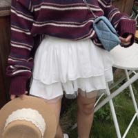 High-waisted double-layer mesh skirt - Thumbnail 4