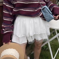 High-waisted double-layer mesh skirt - Thumbnail 3