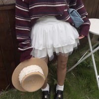 High-waisted double-layer mesh skirt - Thumbnail 1