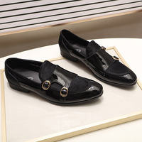 Men's loafers party formal patent leather double buckle monk shoes 2 colors - Thumbnail 2