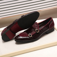Men's loafers party formal patent leather double buckle monk shoes 2 colors - Thumbnail 5