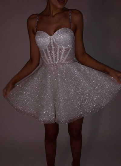 Sweetheart Short/Mini Sequined Homecoming Dress