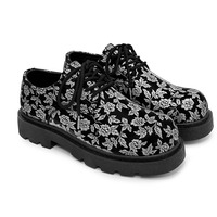 Floral Lace Up Leather Shoes For Men - Thumbnail 5