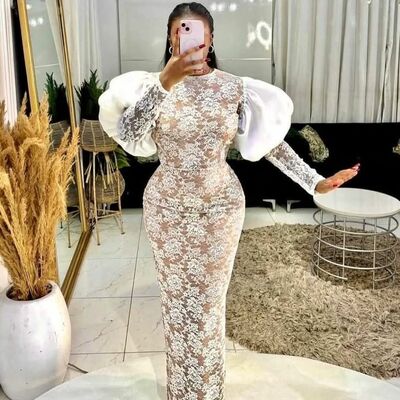 Elegant mermaid lace afrcian girls prom dresses evening gowns formal party gowns