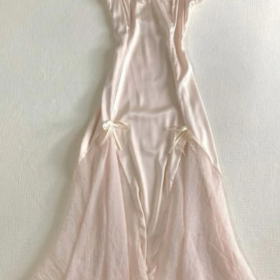 Vintage baby pink long evening dresses
