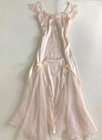 Vintage Baby Pink Long Evening Dresses