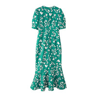 Fashionable and sexy hot girl puff sleeves drawstring print dress - Thumbnail 1