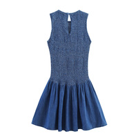 Fashionable and sexy sleeveless slim-fit denim dress - Thumbnail 1