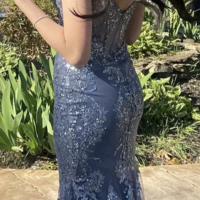 Charming Mermaid V Neck Lace Prom Dresses - Thumbnail 2