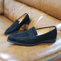 Men's genuine leather casual shoes suede slip-on loafers 2 colors - Thumbnail 2