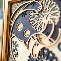 STEREOWOOD Cat and Flower Multi-Layer Wooden Wall Art | Unique Gift - Thumbnail 3