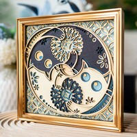 STEREOWOOD Cat and Flower Multi-Layer Wooden Wall Art | Unique Gift - Thumbnail 1