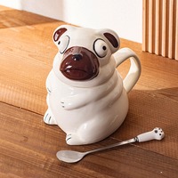 Funny Dog Ceramic Mug With Spoon And Lid - Thumbnail 4