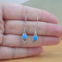 BOXED GIFT SET/Sterling Silver Blue Opal Pendant & 18" Silver Chain/Sterling Silver Blue Opal Necklace/Blue Opal Jewellery/Blue Opal Jewelry/UK - Thumbnail 4