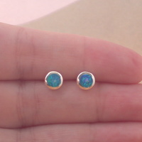 BOXED GIFT SET/Sterling Silver Blue Opal Round Pendant & 18' Chain/Blue Opal Necklace/Blue Opal Jewellery/Blue Opal Jewelry/October Birthstone/UK - Thumbnail 6