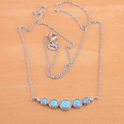 Sterling silver blue opal necklace/blue opal jewellery/opal jewelry/gemstone necklace/october birthstone/october birthday/necklace/uk