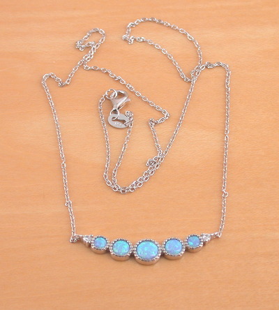 Sterling Silver Blue Opal Necklace/Blue Opal Jewellery/Opal Jewelry/Gemstone Necklace/October Birthstone/October Birthday/Necklace/UK