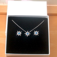 BOXED GIFT SET/Sterling Silver Blue Opal & Cz Star Necklace/Star Earrings/Star Jewelry/Opal Necklace/Opal Jewellery/Opal Jewelry/October birthstone/UK - Thumbnail 9