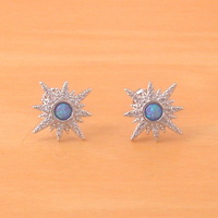 BOXED GIFT SET/Sterling Silver Blue Opal & Cz Star Necklace/Star Earrings/Star Jewelry/Opal Necklace/Opal Jewellery/Opal Jewelry/October birthstone/UK - Thumbnail 4