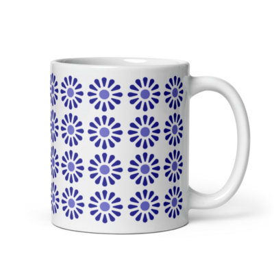 Blue & white flower mug (11 oz)