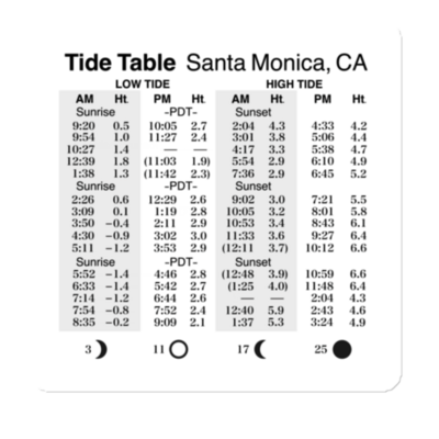 West coast tide table magnet