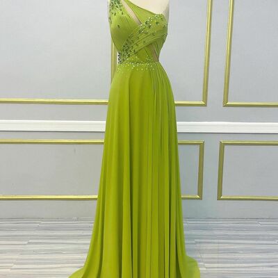 Elegant a line chiffon beading crystals prom dresses evening gowns formal party gowns
