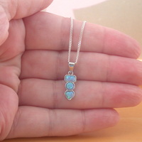 BOXED GIFT SET/Sterling Silver Blue Opal Rectangle Pendant & Chain/Blue Opal Necklace/Opal Necklace/Opal Jewellery/Opal Jewelry/Opal Earrings/UK - Thumbnail 4