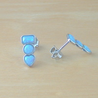 BOXED GIFT SET/Sterling Silver Blue Opal Rectangle Pendant & Chain/Blue Opal Necklace/Opal Necklace/Opal Jewellery/Opal Jewelry/Opal Earrings/UK - Thumbnail 5