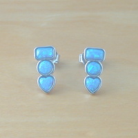 BOXED GIFT SET/Sterling Silver Blue Opal Rectangle Pendant & Chain/Blue Opal Necklace/Opal Necklace/Opal Jewellery/Opal Jewelry/Opal Earrings/UK - Thumbnail 7