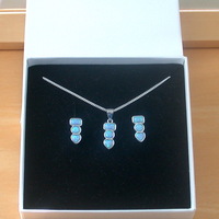 BOXED GIFT SET/Sterling Silver Blue Opal Rectangle Pendant & Chain/Blue Opal Necklace/Opal Necklace/Opal Jewellery/Opal Jewelry/Opal Earrings/UK - Thumbnail 10