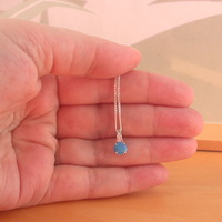 BOXED GIFT SET/Sterling Silver Blue Opal & Cz Pendant & Chain/Blue Opal Necklace/Opal Jewellery/Opal Jewelry/October Birthstone/UK - Thumbnail 3