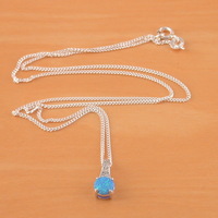 BOXED GIFT SET/Sterling Silver Blue Opal & Cz Pendant & Chain/Blue Opal Necklace/Opal Jewellery/Opal Jewelry/October Birthstone/UK - Thumbnail 2