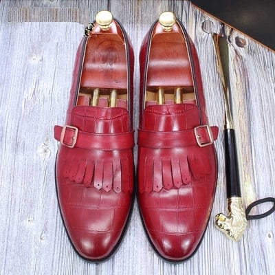 Men's business leather shoes fashionable casual tassel loafers 2 colors - Thumbnail 1