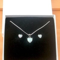 BOXED GIFT SET/Sterling Silver Opal Heart Pendant & Chain/Opal Necklace/Opal Heart Necklace/Opal Jewellery/Opal Pendant/Opal Earrings/UK - Thumbnail 10