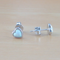 BOXED GIFT SET/Sterling Silver Opal Heart Pendant & Chain/Opal Necklace/Opal Heart Necklace/Opal Jewellery/Opal Pendant/Opal Earrings/UK - Thumbnail 5