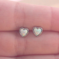 BOXED GIFT SET/Sterling Silver Opal Heart Pendant & Chain/Opal Necklace/Opal Heart Necklace/Opal Jewellery/Opal Pendant/Opal Earrings/UK - Thumbnail 7