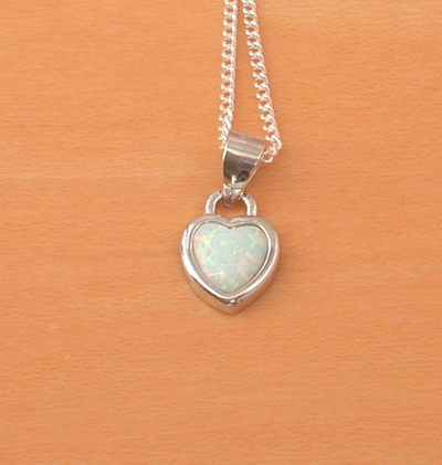 Sterling Silver White Opal Heart Pendant & Chain/Opal Necklace/Opal Jewellery/Opal Jewelry/Opal Heart Pendant/October Birthstone/UK